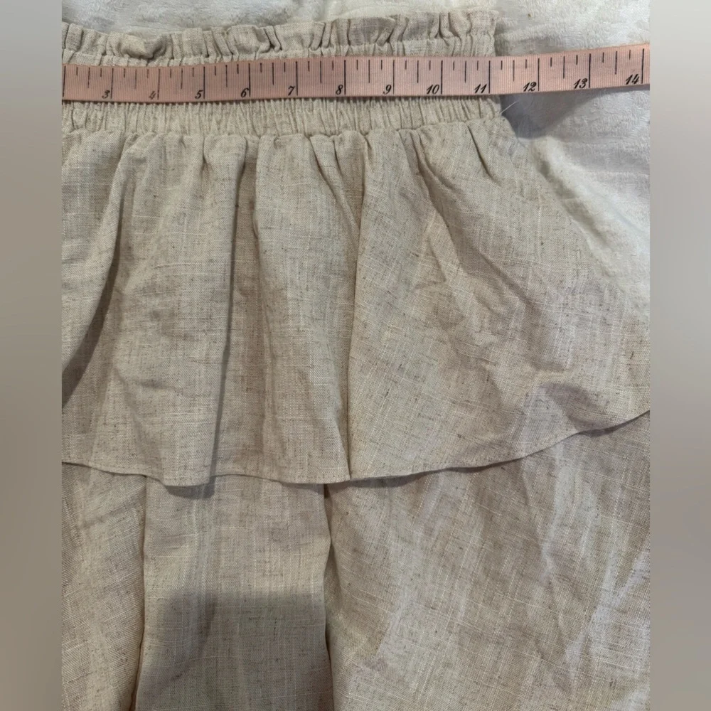 Princess Polly Beige Greta Linen Tierd Blend Mini Skirt - Picture 4 of 7